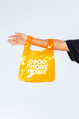 HYPE X E.T ORANGE SLOGAN LOGO SHOPPER BAG