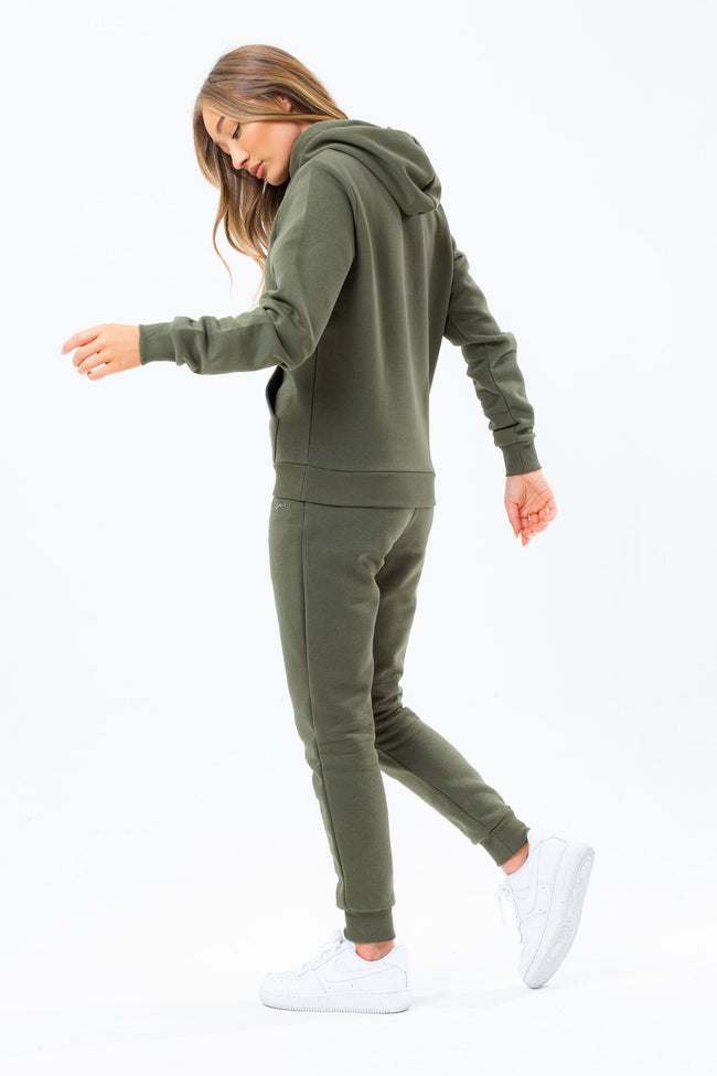 HYPE KHAKI TONAL SCRIBBLE LOGO WOMEN'S PULLOVER HOODIE