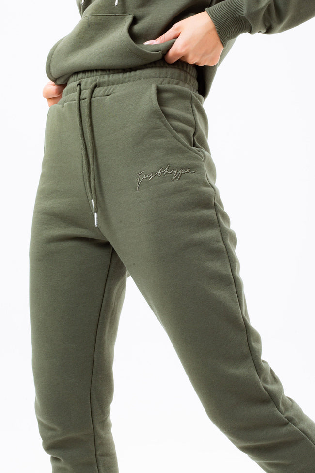 HYPE KHAKI TONAL SCRIBBLE LOGO WOMEN'S JOGGERS