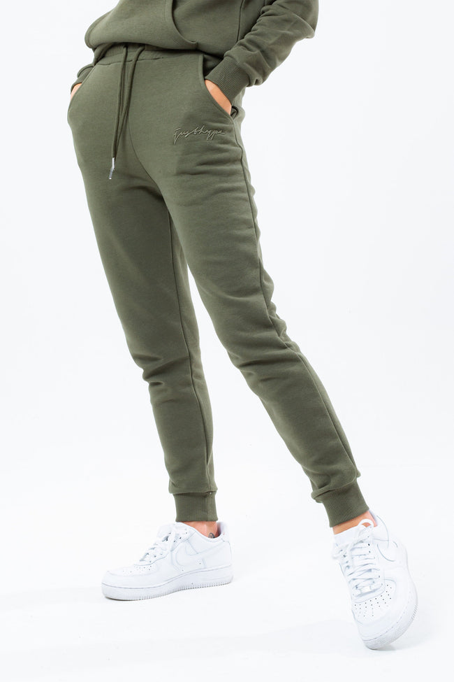 HYPE KHAKI TONAL SCRIBBLE LOGO WOMEN'S JOGGERS