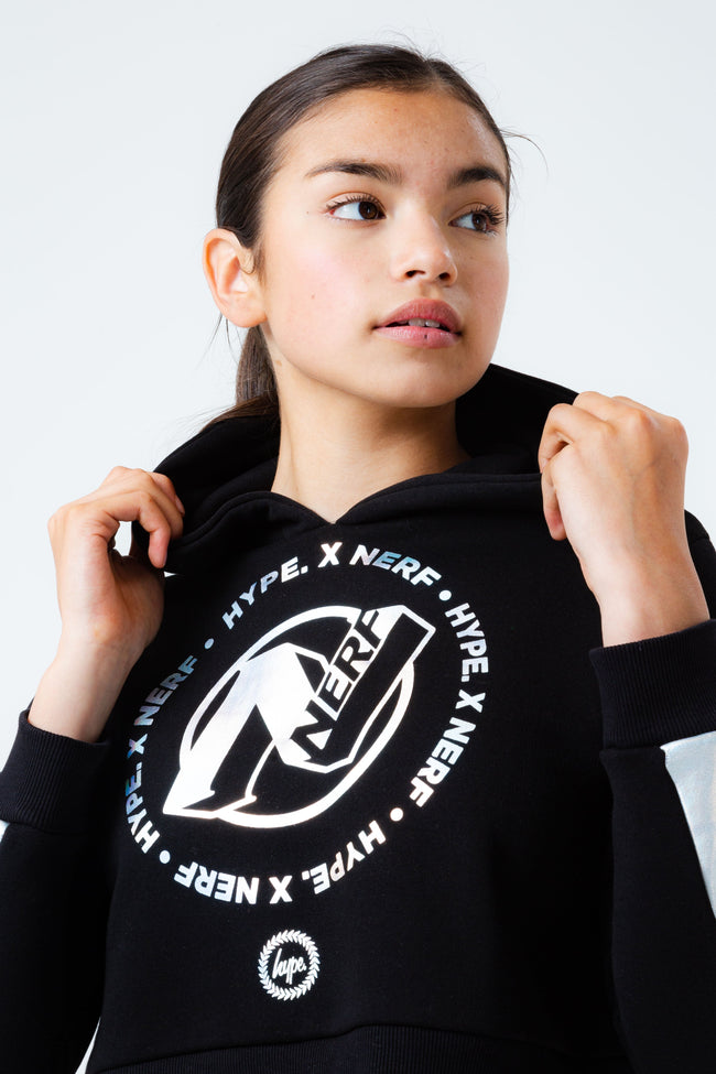 HYPE X NERF HOLO LOGO GIRLS CROP PULLOVER HOODIE