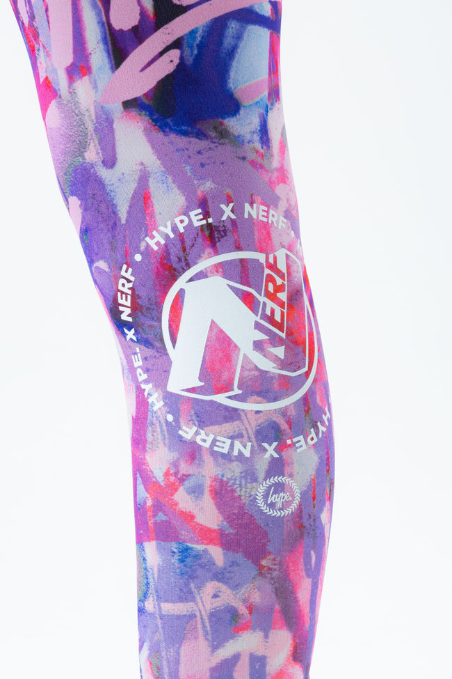 HYPE X NERF PURPLE GRAFFITI KIDS LEGGINGS