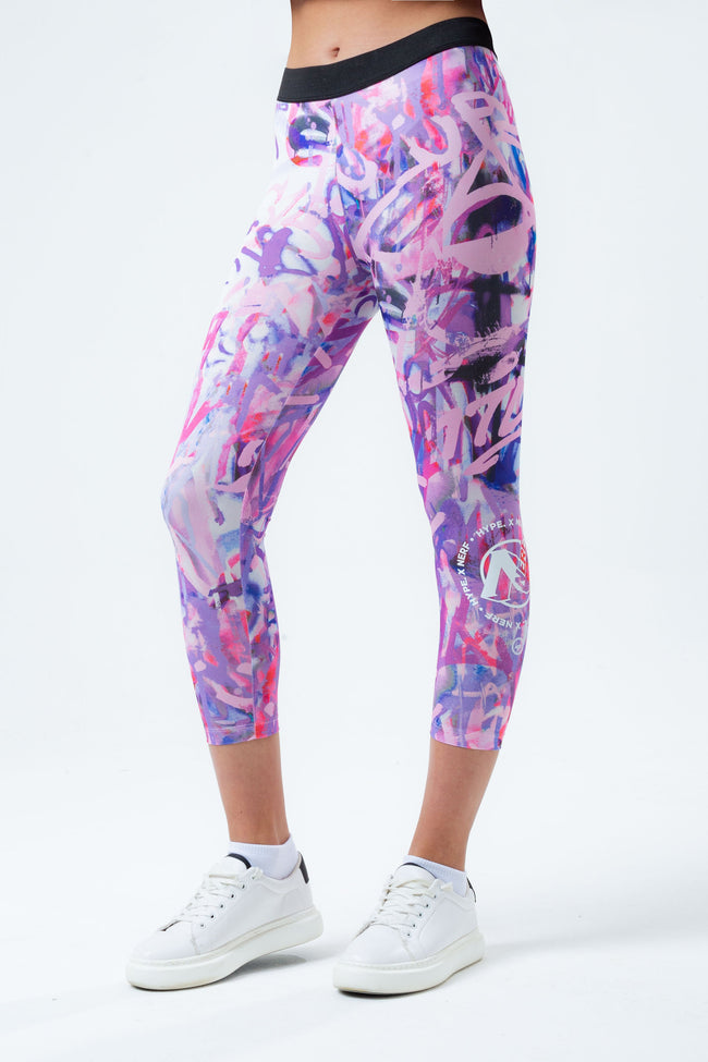 HYPE X NERF PURPLE GRAFFITI KIDS LEGGINGS