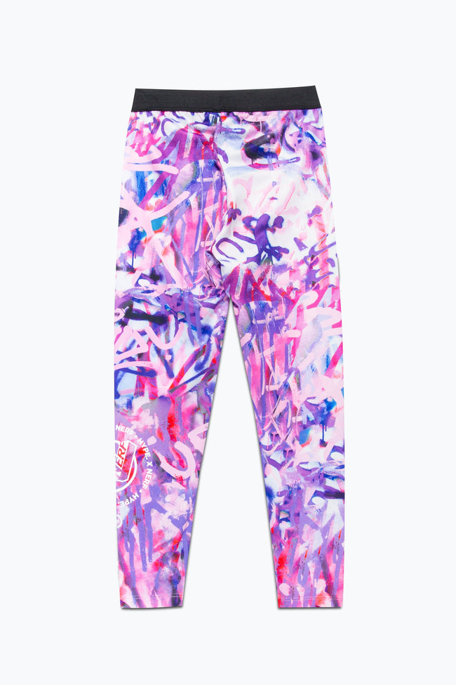 HYPE X NERF PURPLE GRAFFITI KIDS LEGGINGS