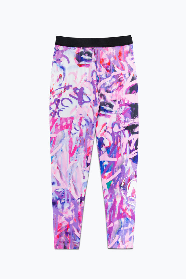 HYPE X NERF PURPLE GRAFFITI KIDS LEGGINGS