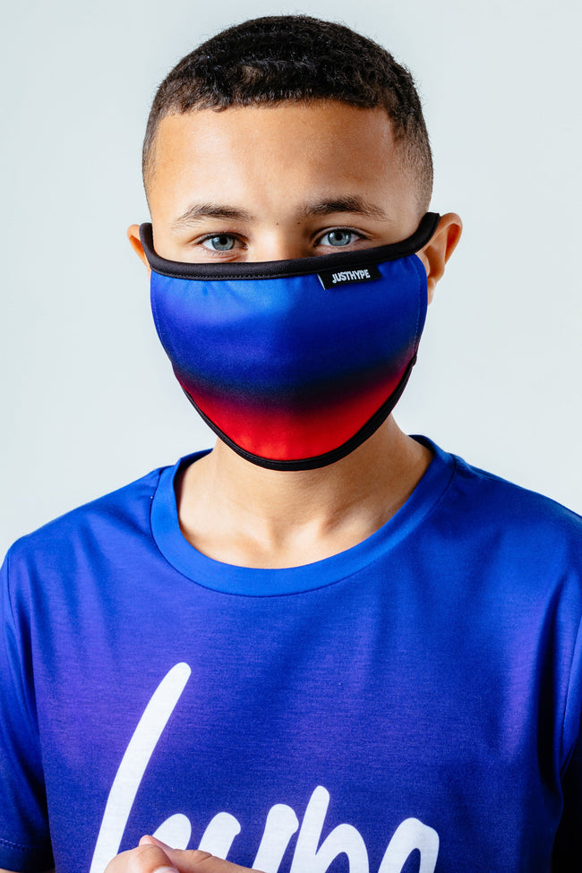 HYPE BLUE RED FADE KIDS T-SHIRT & FACE MASK SET