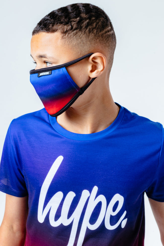 HYPE BLUE RED FADE KIDS T-SHIRT & FACE MASK SET