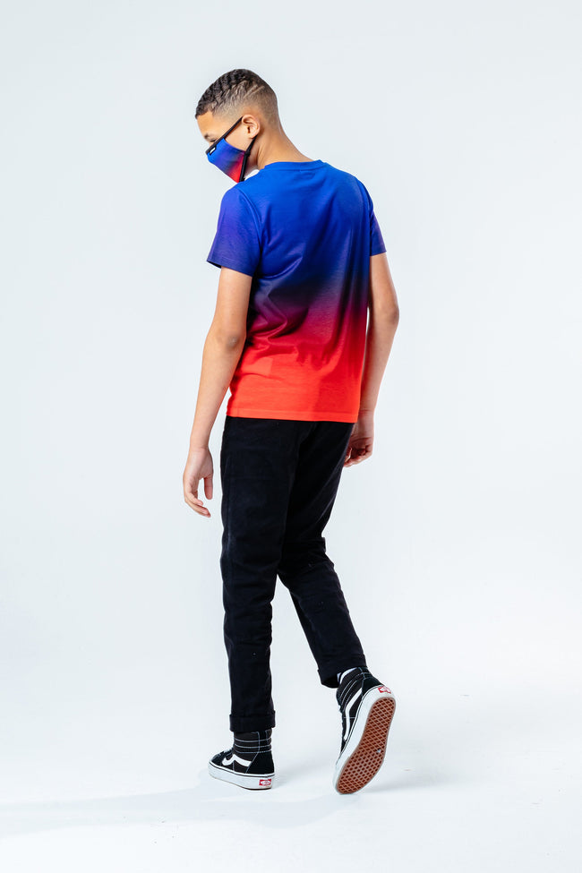 HYPE BLUE RED FADE KIDS T-SHIRT & FACE MASK SET