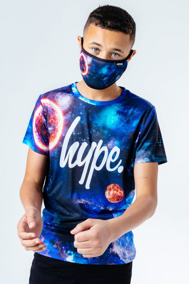 HYPE SPACE PRINT KIDS T-SHIRT & FACE MASK SET