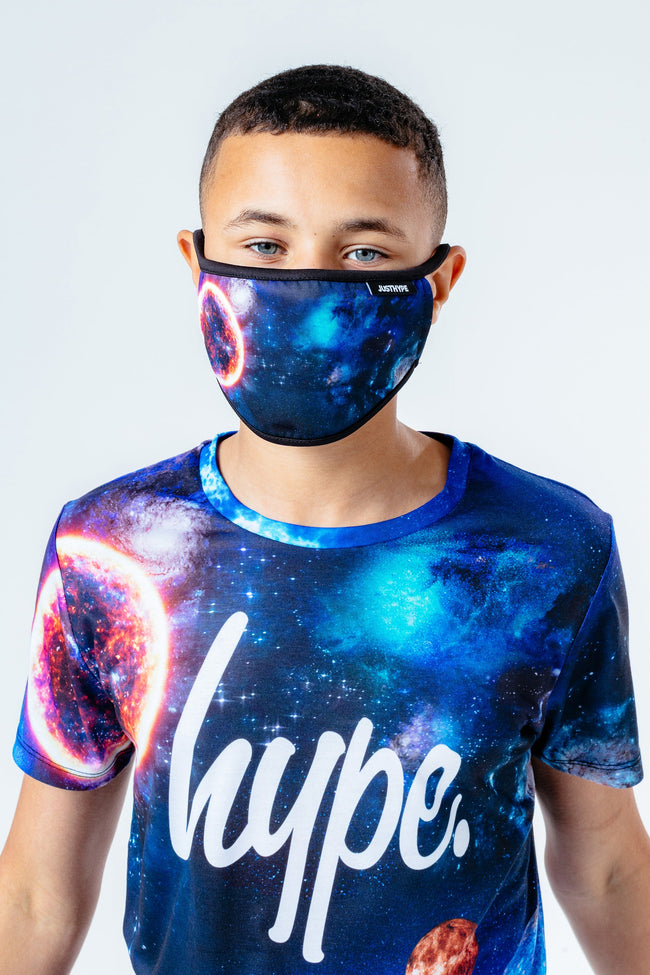 HYPE SPACE PRINT KIDS T-SHIRT & FACE MASK SET