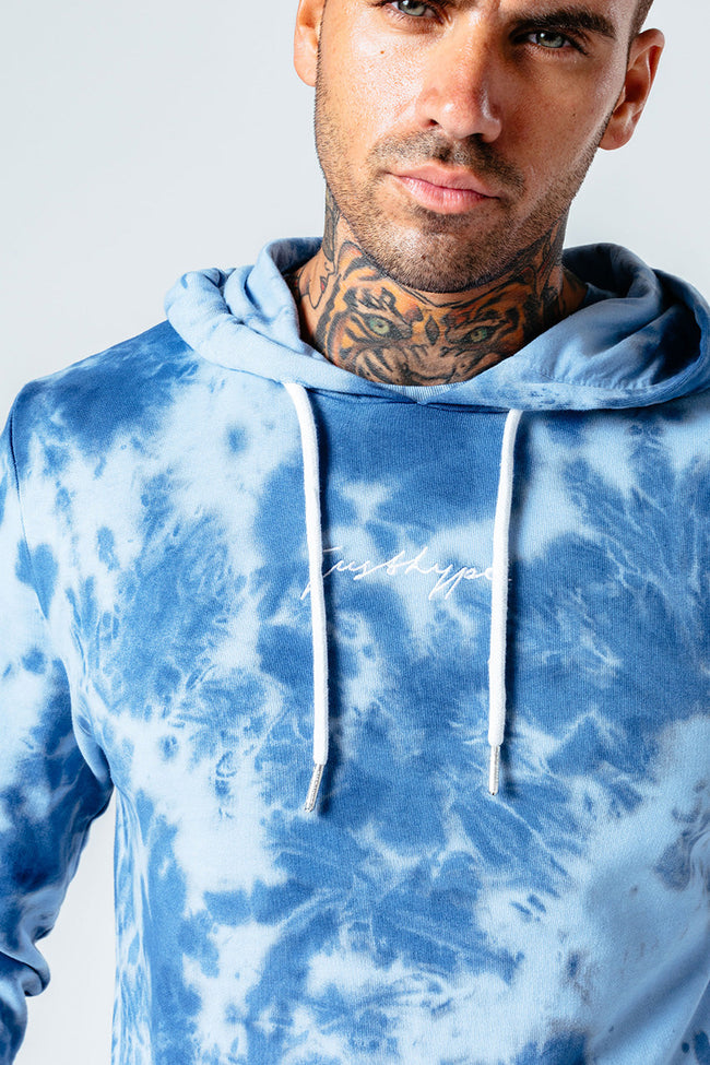 Hype Tonal Blue Tie Dye Men'S Pullover Hoodie