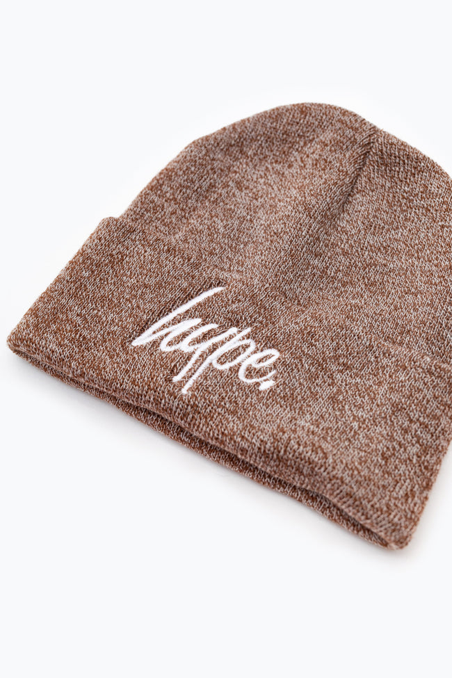 HYPE HEATHER OATMEAL SCRIPT BEANIE