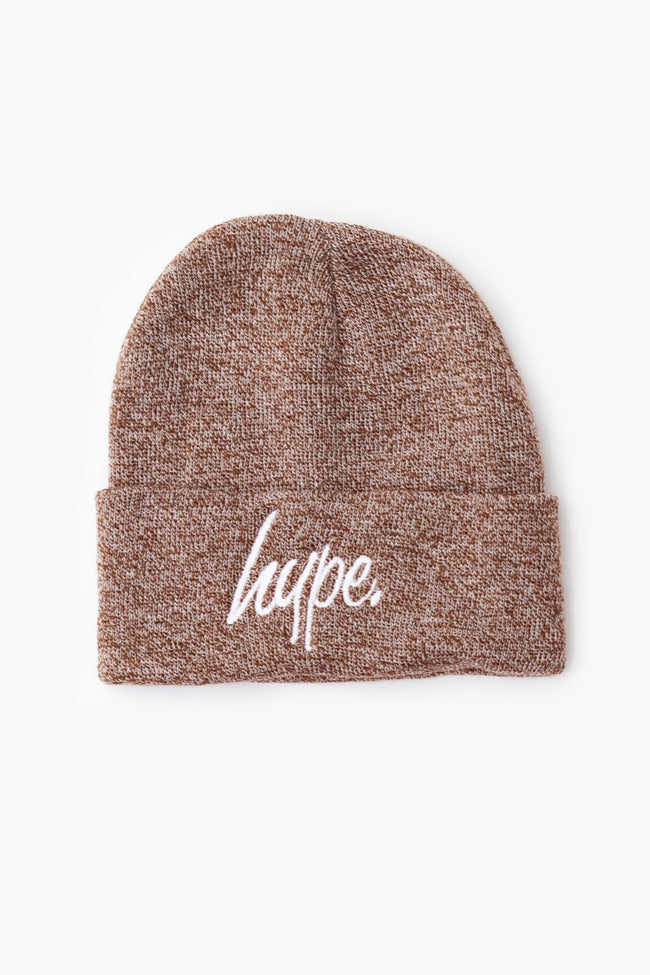 HYPE HEATHER OATMEAL SCRIPT BEANIE