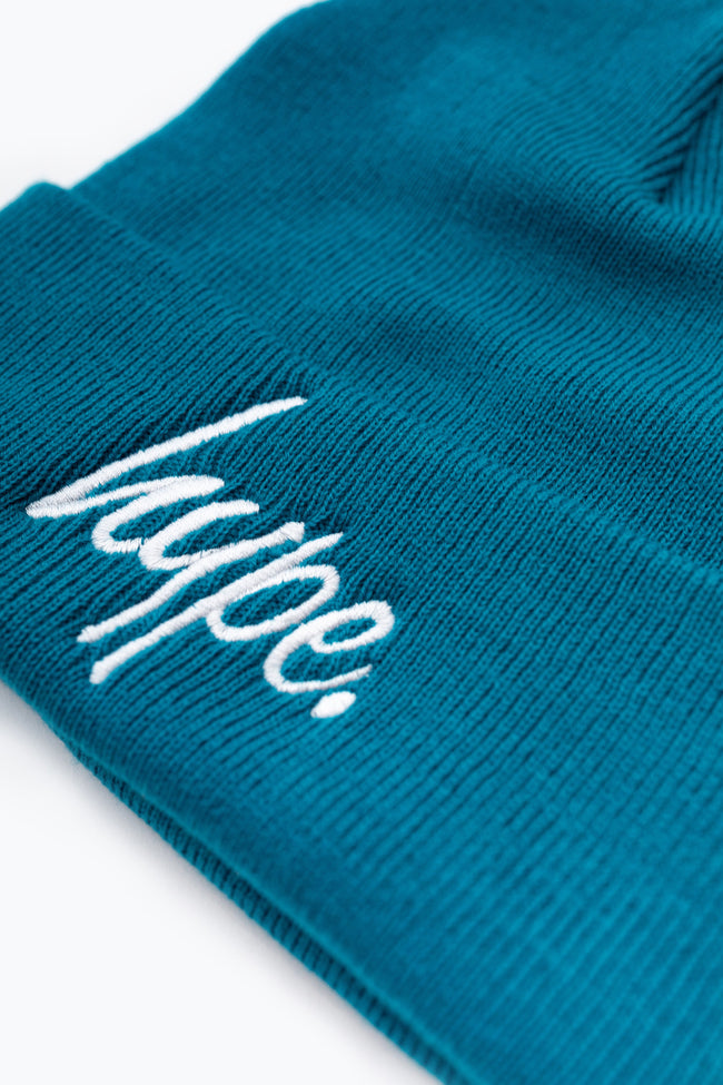 HYPE TEAL SCRIPT BEANIE