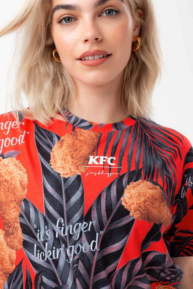 HYPE X KFC RED PALM PRINT T-SHIRT