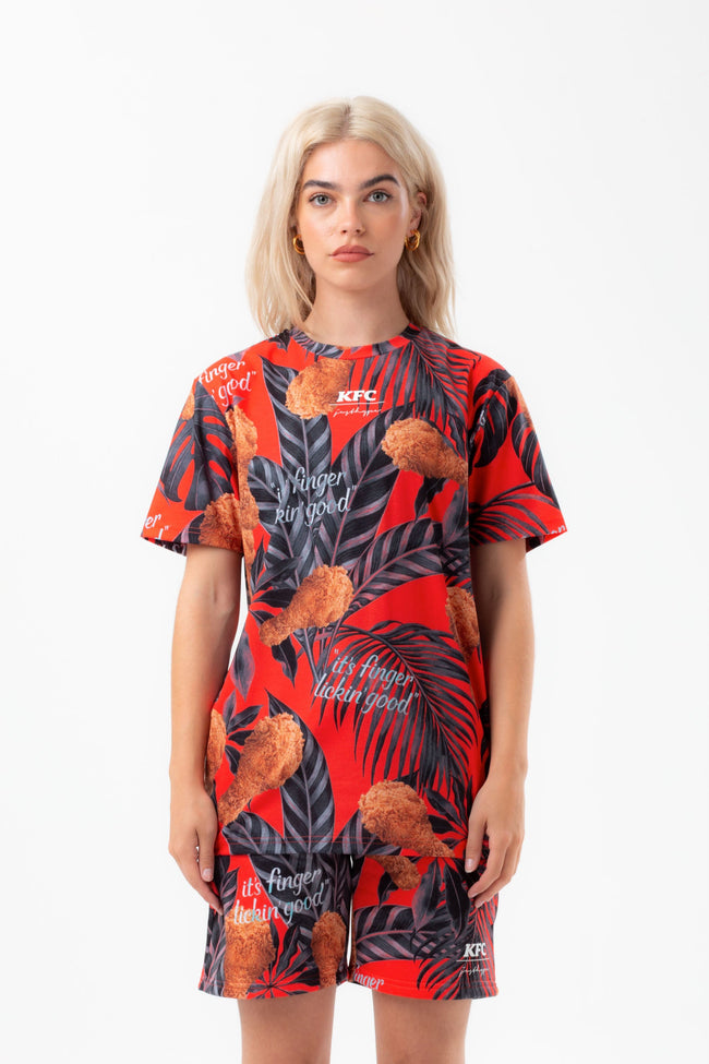 HYPE X KFC RED PALM PRINT T-SHIRT