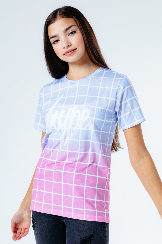 HYPE PINK FADE GRID KIDS T-SHIRT