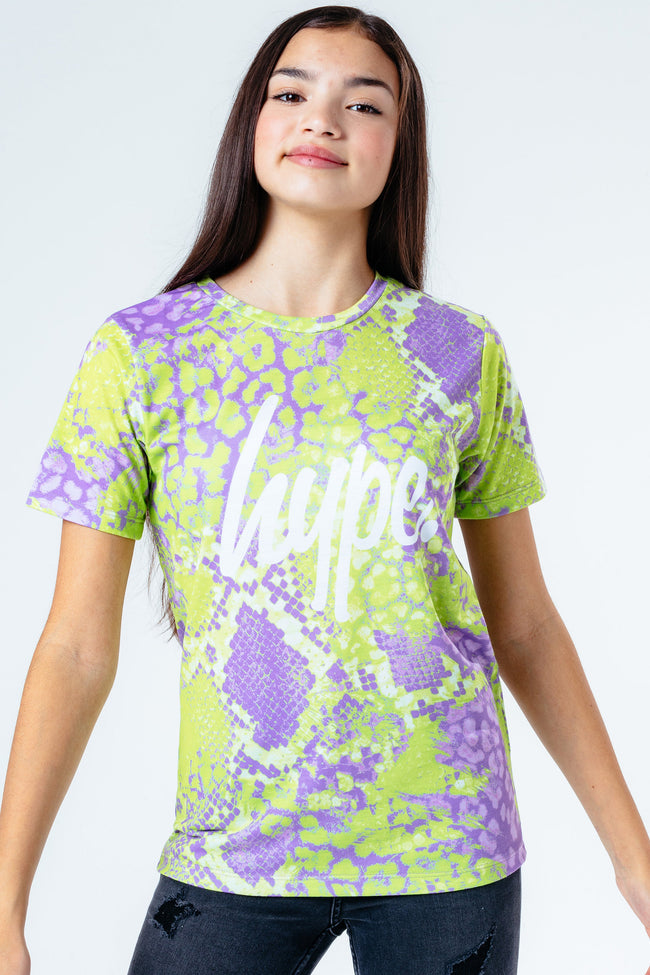 HYPE GREEN NEON SNAKE GIRLS T-SHIRT