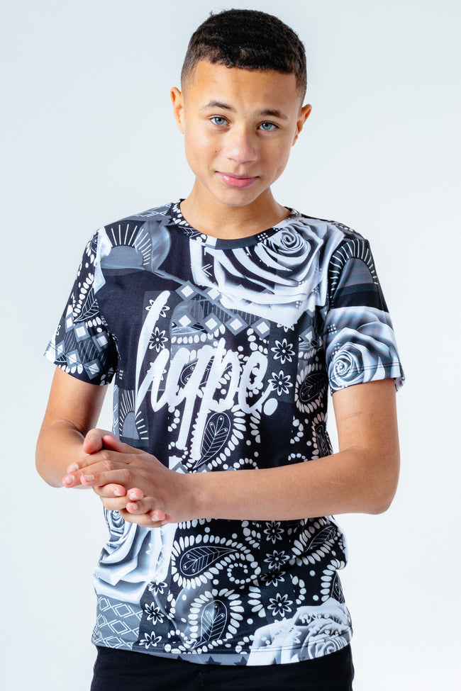 HYPE BLACK BANDANA ROSE KIDS T-SHIRT