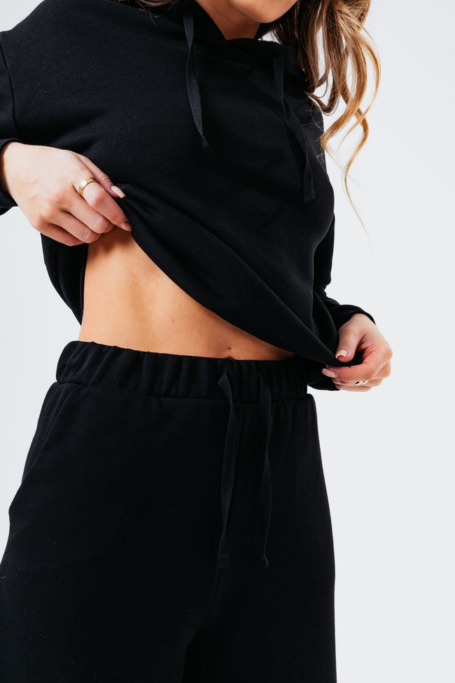 WOMEN'S BLACK SWEAT L/S T-SHIRT & FLARED JOGGERS