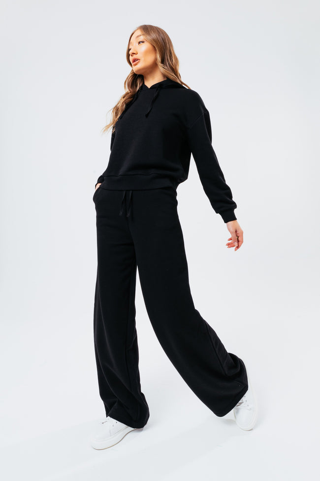 WOMEN'S BLACK SWEAT L/S T-SHIRT & FLARED JOGGERS