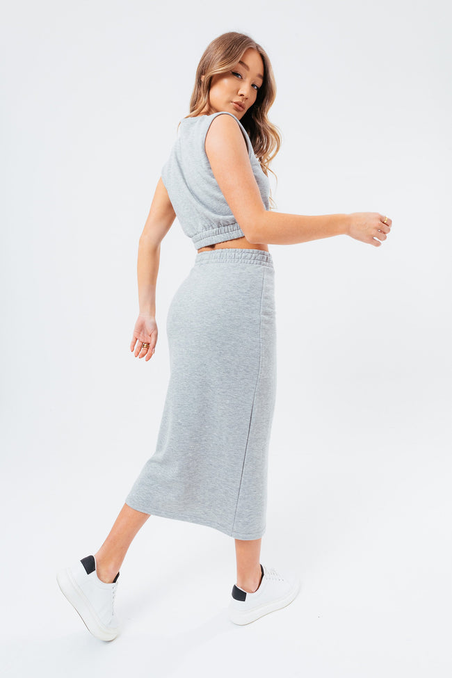 HYPE GREY SWEAT MIDI SKIRT WOMEN'S LOUNGEWEAR SET