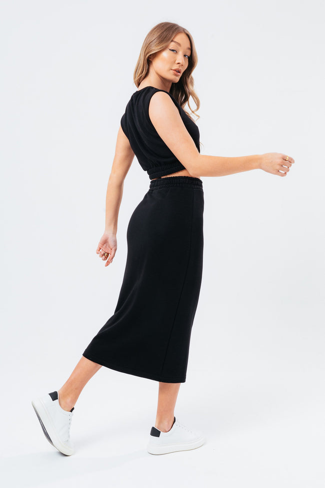 HYPE BLACK SWEAT MIDI SKIRT WOMEN'S LOUNGEWEAR SET