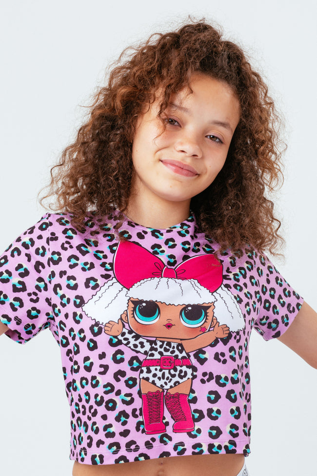 HYPE X L.O.L. LEOPARD DIVA GIRLS CROP T-SHIRT