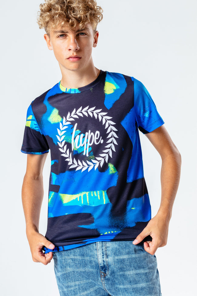 HYPE MULTI SPRAY CREST LOGO KIDS T-SHIRT