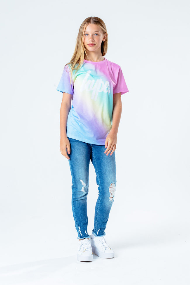 Hype Multi Pastel Drip Script Kids T-Shirt