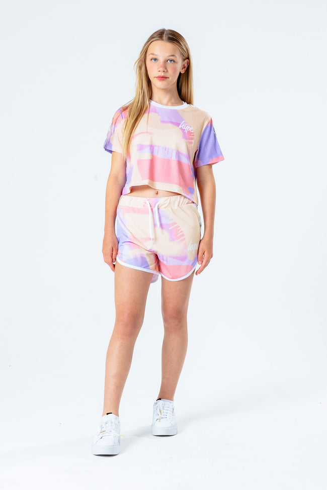 Hype Peach Taped Spray Kids Crop T-Shirt