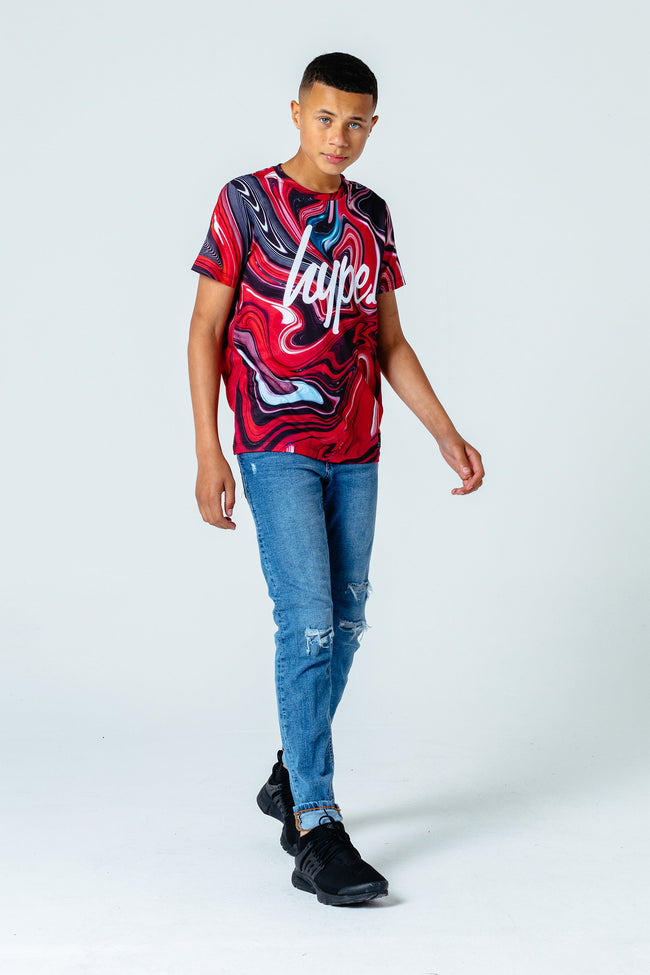 Hype Red Marble Swirl Kids T-Shirt