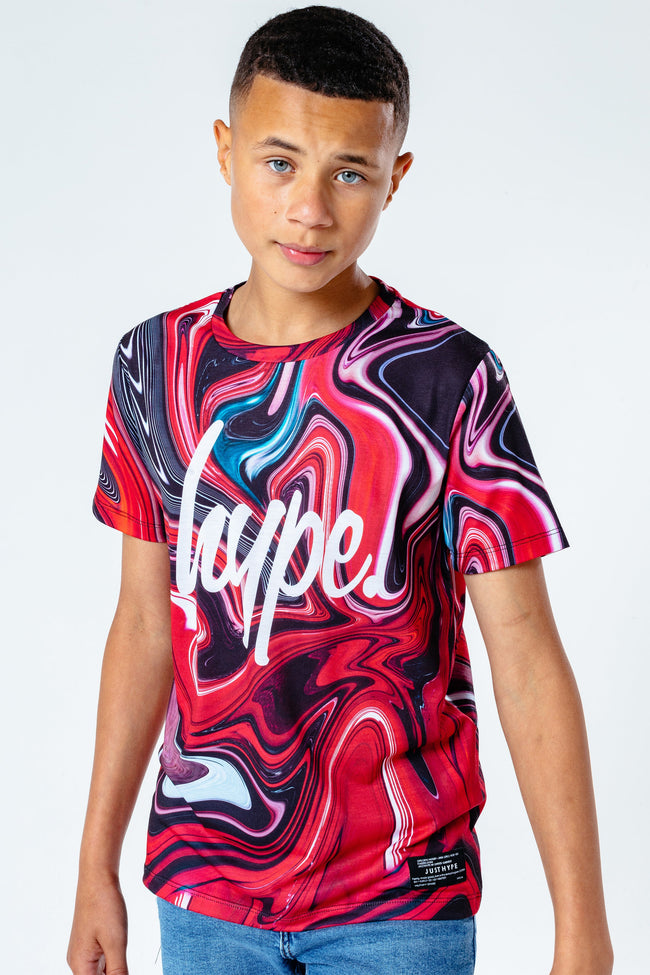 HYPE RED MARBLE SWIRL KIDS T-SHIRT