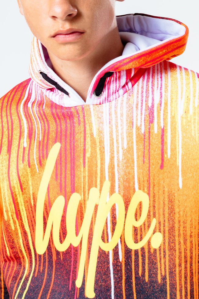 Hype Yellow Multi Drip Kids Pullover Hoodie