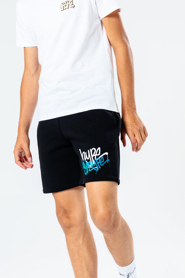 Hype Black Graffiti Repeat Logo Kids Shorts