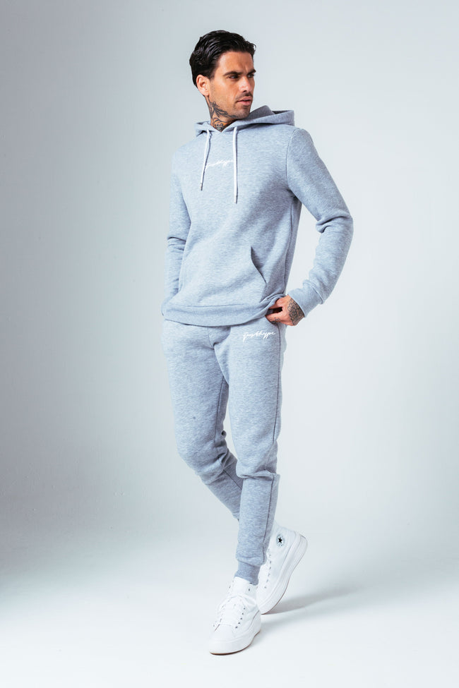 HYPE GREY/WHITE SCRIBBLE SCRIPT MEN'S TRACKSUIT