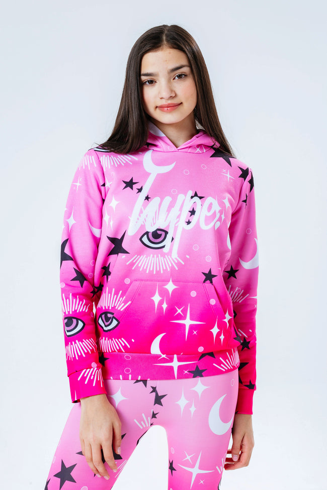 HYPE PINK MYSTIC AOP GIRLS PULLOVER HOODIE