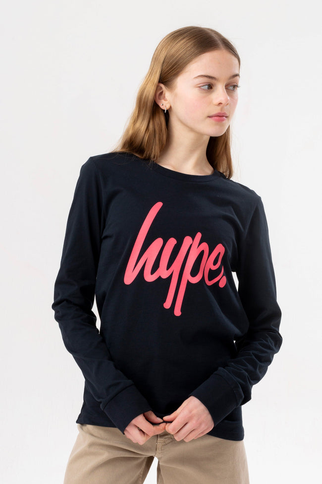 HYPE 3 PACK LONG SLEEVE PINK & BLACK GIRLS T-SHIRT SET