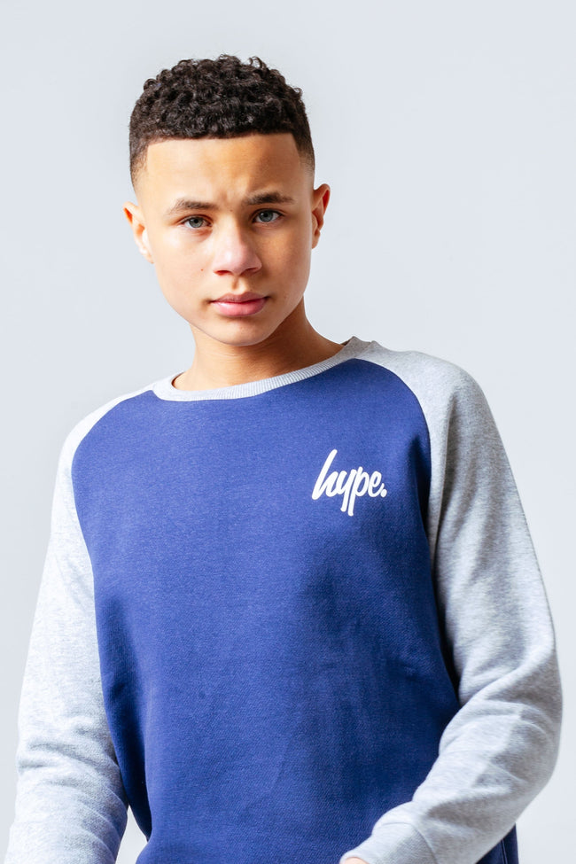 HYPE MINI SCRIPT NAVY GREY KIDS TRACKSUIT SET