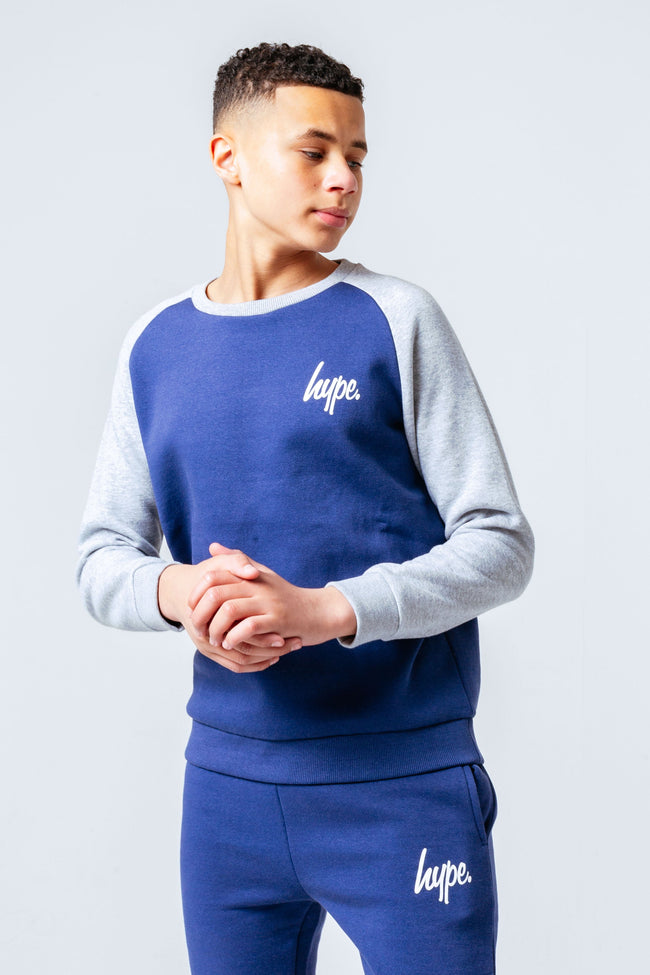 HYPE MINI SCRIPT NAVY GREY KIDS TRACKSUIT SET