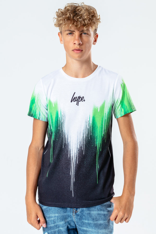 HYPE GREEN CHEVRON DRIPS KIDS T-SHIRT