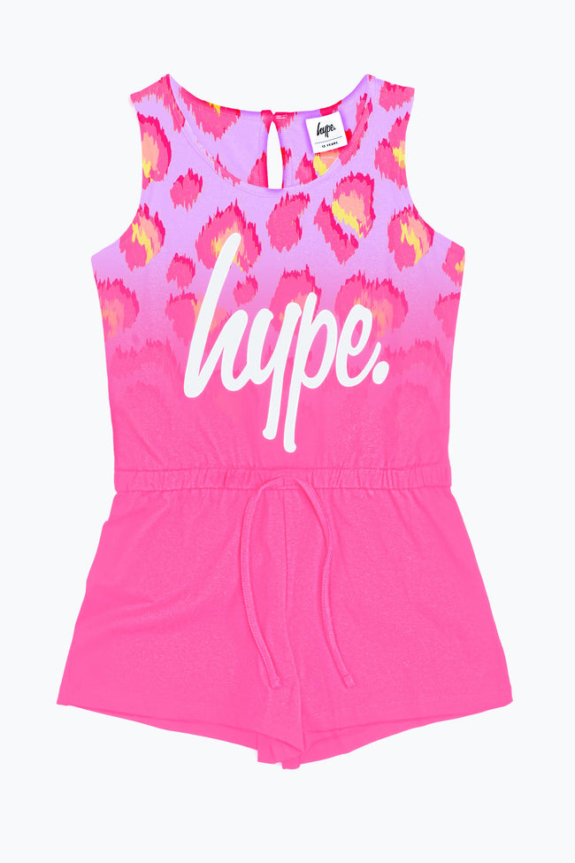 Hype Pink Fade Leopard Kids Playsuit