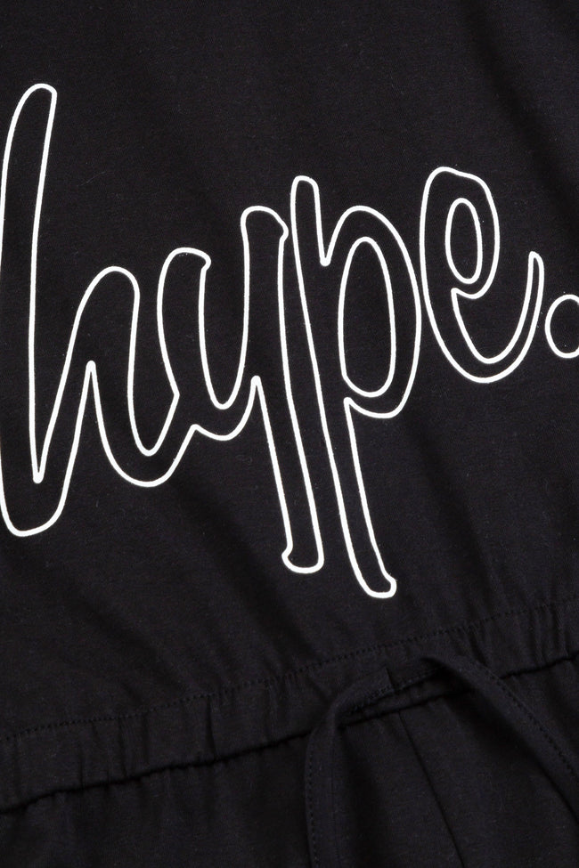 Hype Black Outline Script Kids Playsuit