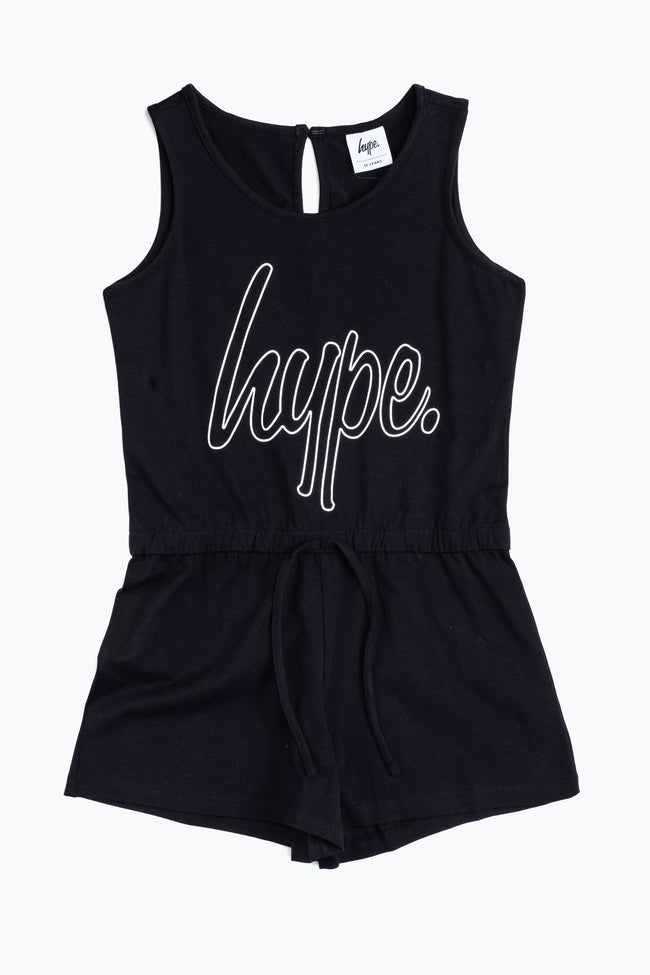 Hype Black Outline Script Kids Playsuit