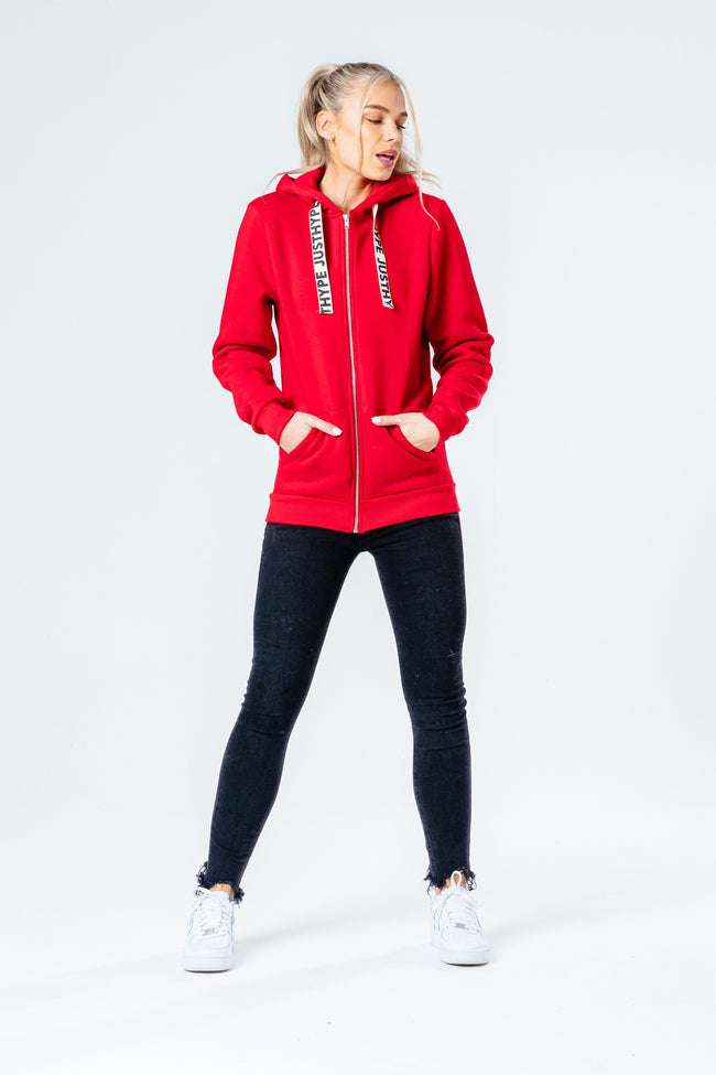 Hype Red Drawstring Women'S Zip Hoodie