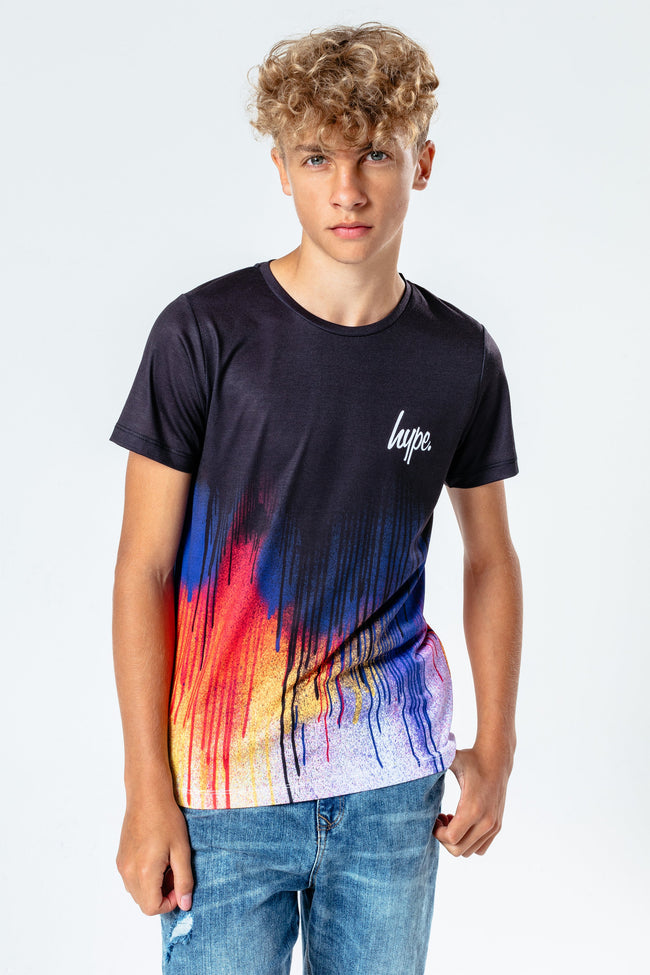 HYPE BLACK & MULTI DRIPS KIDS T-SHIRT