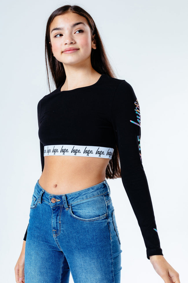 HYPE FOIL PRINT KIDS CROP L/S T-SHIRT