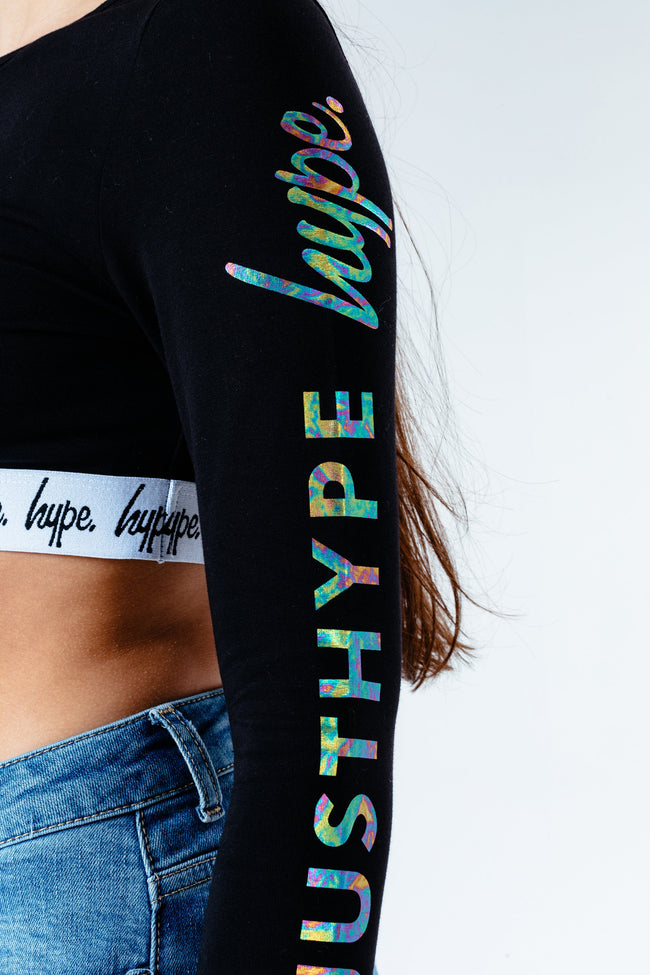 Hype Foil Print Kids Crop L/S T-Shirt