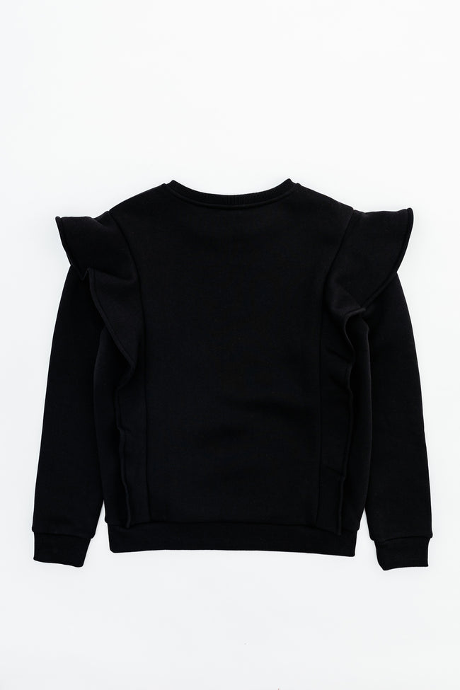 Hype Black Frill Detail Kids Crewneck