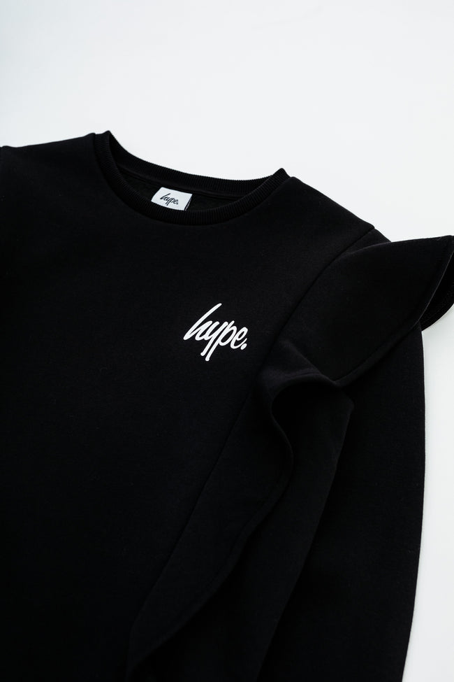 Hype Black Frill Detail Kids Crewneck